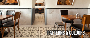 Encaustic tile floor in neutral colours